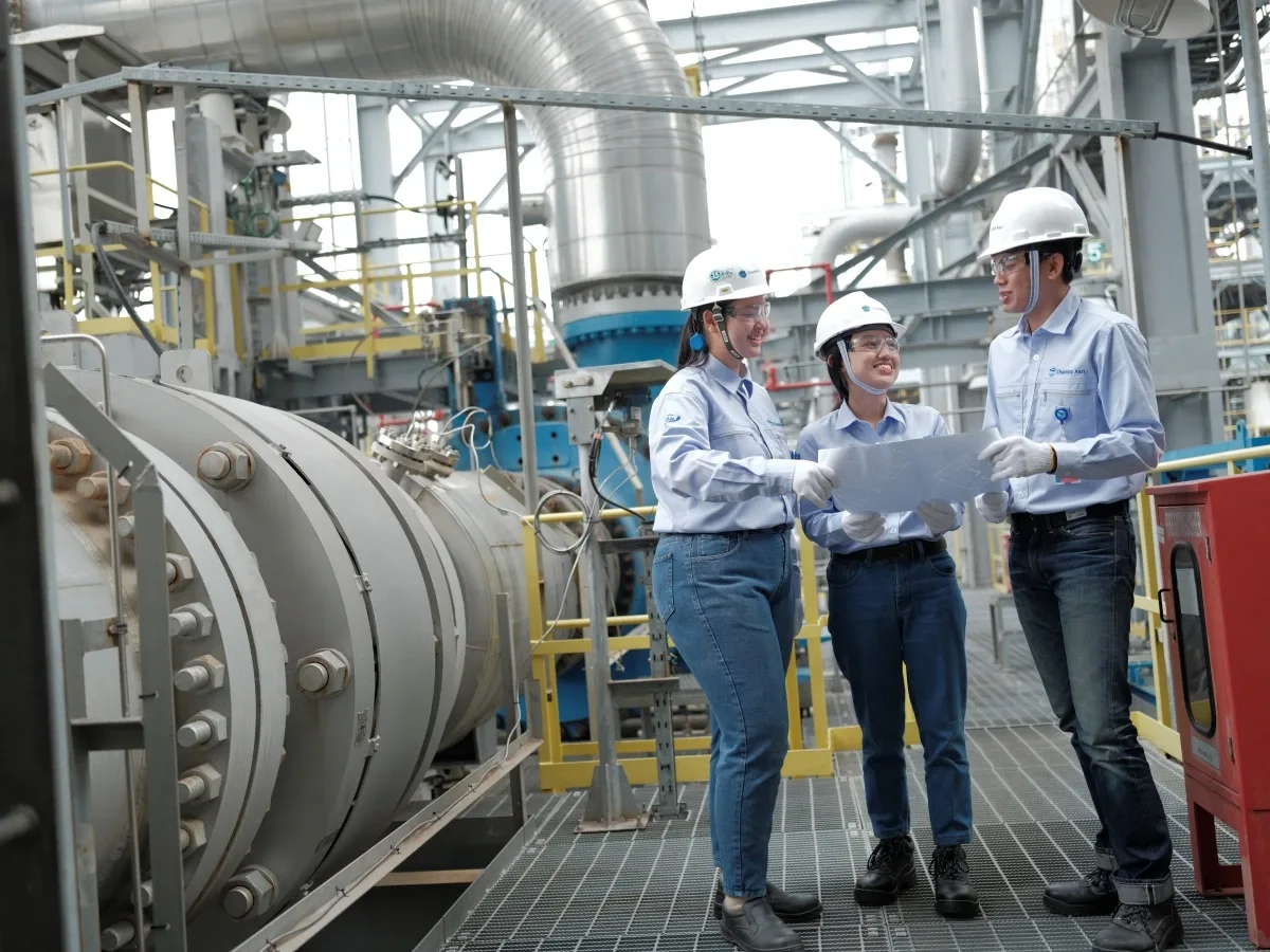 Industrial valves in chemical processing plant